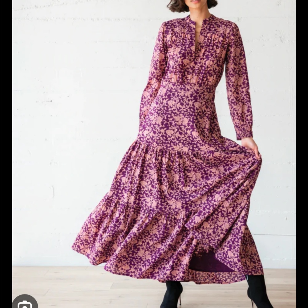 NWT WVN CHESTER MAXI DRESS, VINE PRINT BEET - Picture 2 of 9